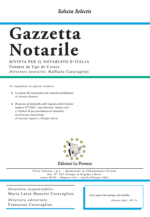 Gazzetta Notarile, Fascicolo Aprile-Giugno 2021