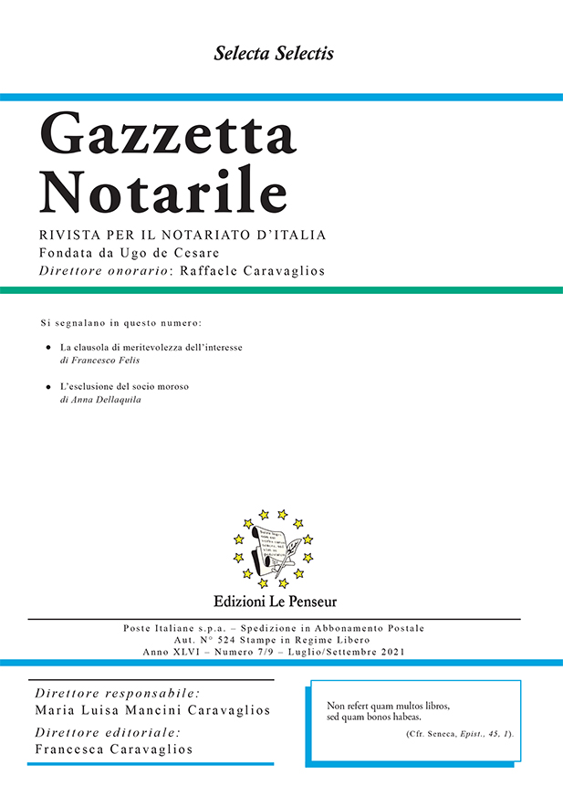 Gazzetta Notarile, Fascicolo Luglio-Settembre 2021