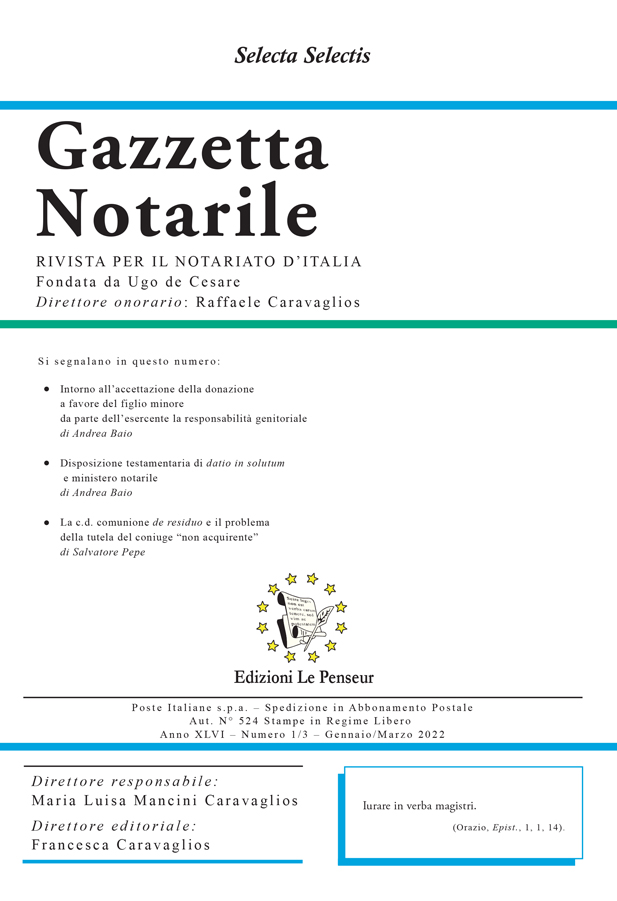 Gazzetta Notarile, Fascicolo Gennaio-Marzo 2022