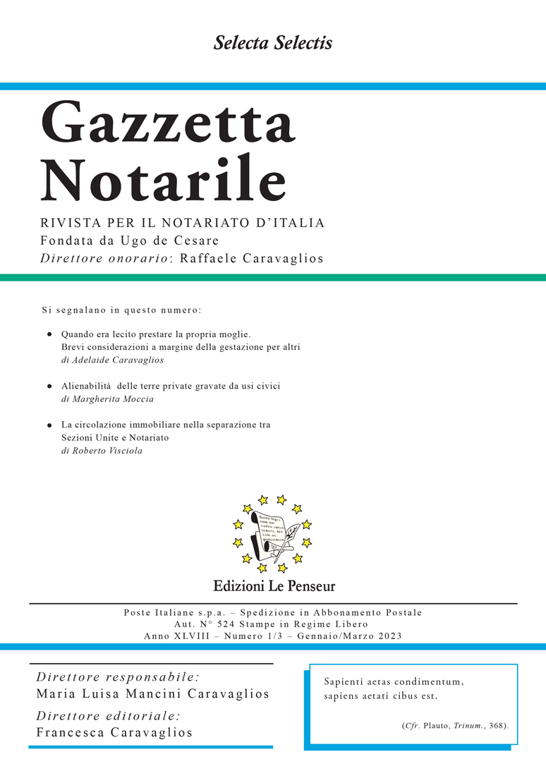 Gazzetta Notarile, Fascicolo Gennaio-Marzo 2023